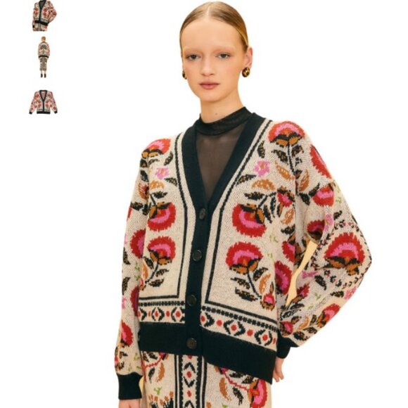 Farm Rio Sand Palms Paradise Knit Cardigan - Size Small - Picture 2 of 7